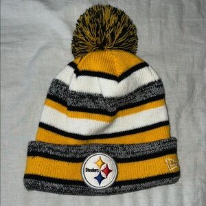 New Era Black, White, and Yellow Striped Beanie